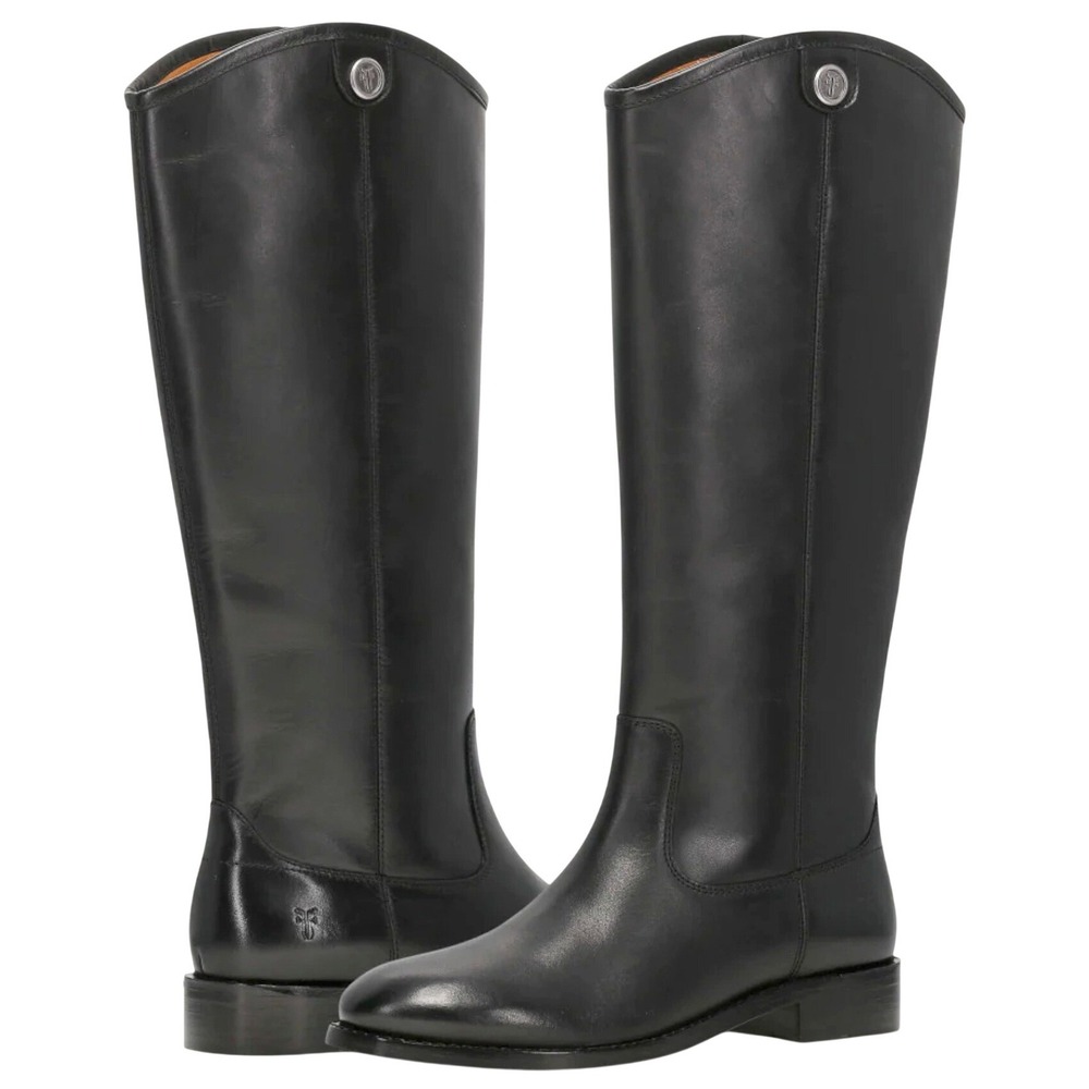 Frye Melissa Button Tall Riding Boots Black Leather Womens Size 7 - 77015